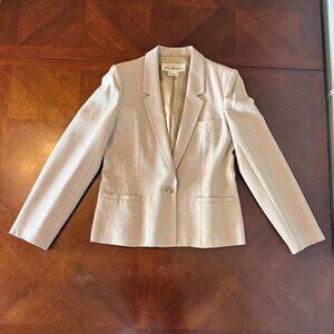 Vintage Evan-Picone Beige Linen Blend‎ Blazer Jacket Womens XL One-Button Lined